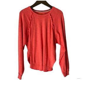 Anthropologie Pilcro Ruffled Raglan Thermal Top - Medium / Coral